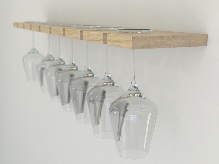 Oak Wine Glass Floating Shelf